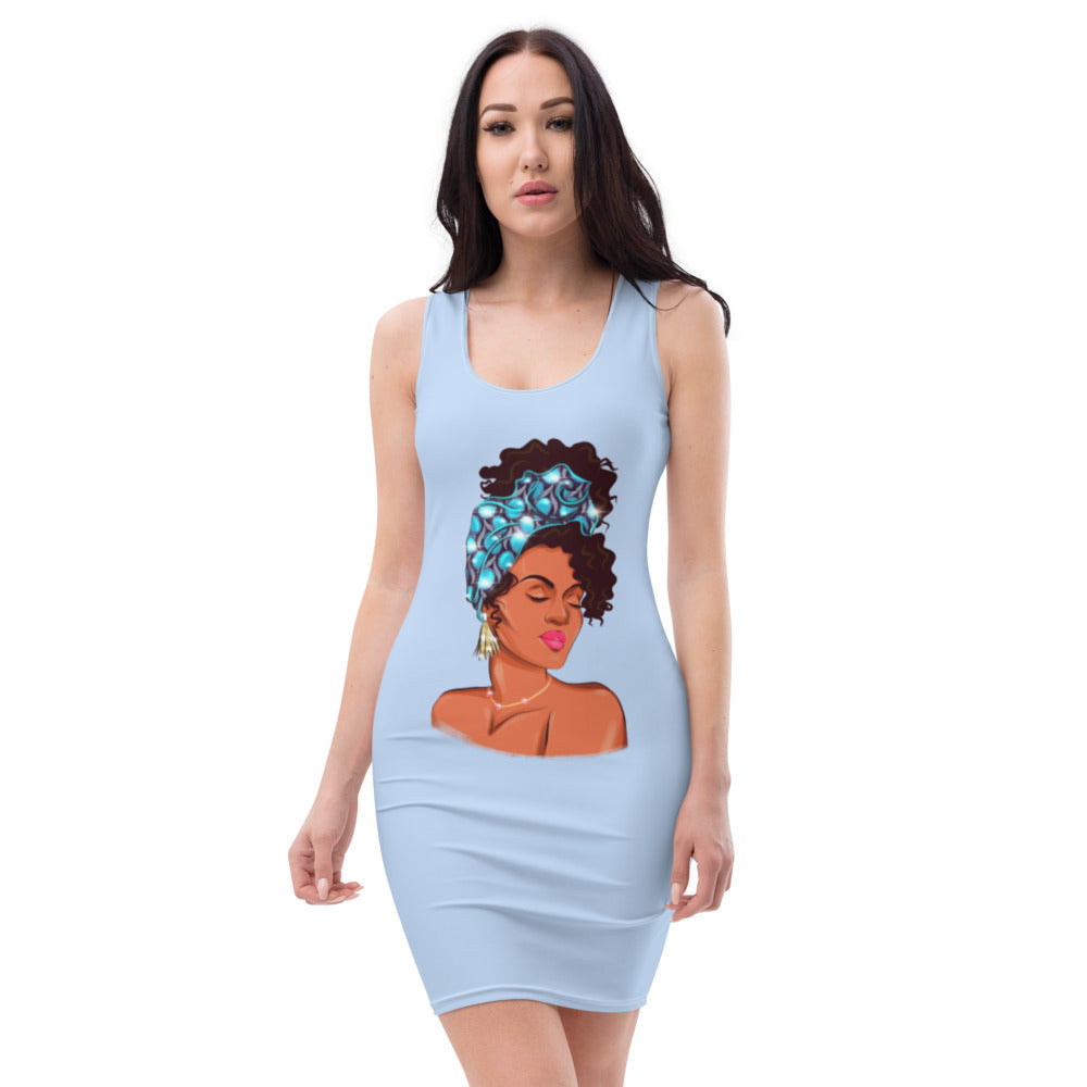 'Girl with Bandage' Blue Bodycon Dress