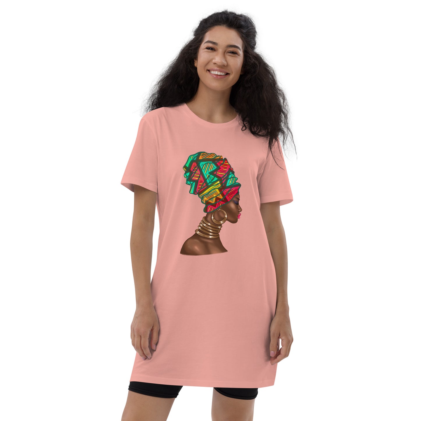 'Coloured Head Wrap' Organic Cotton T-shirt Dress