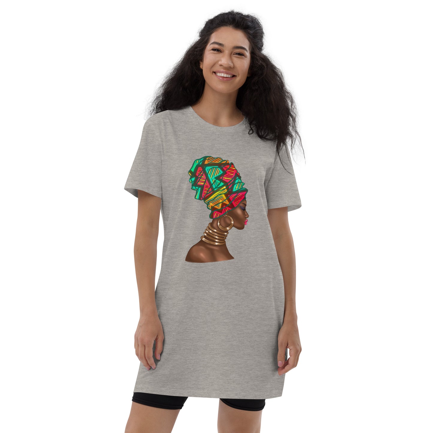 'Coloured Head Wrap' Organic Cotton T-shirt Dress