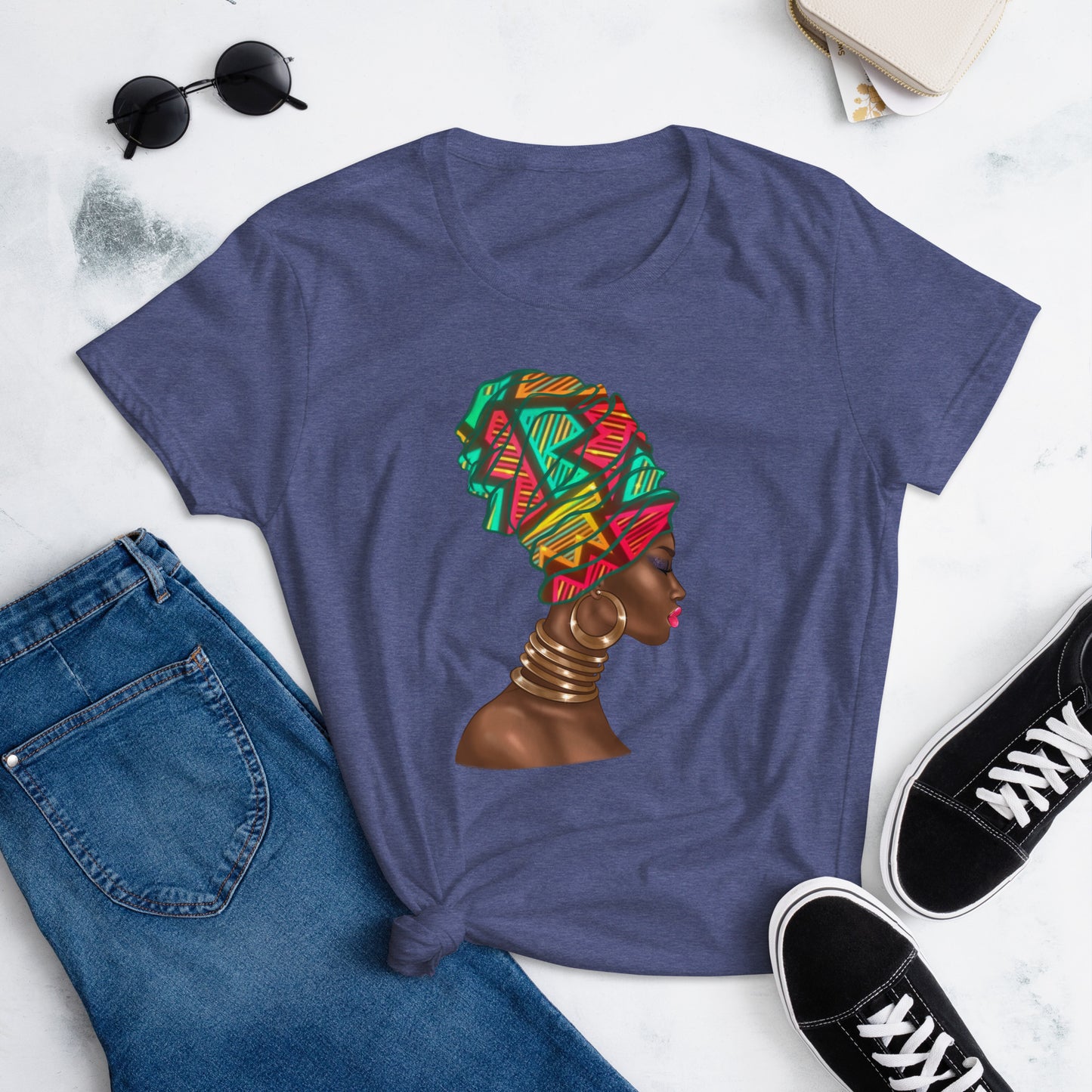 'Coloured Head Wrap' Women's Fitted T-shirt