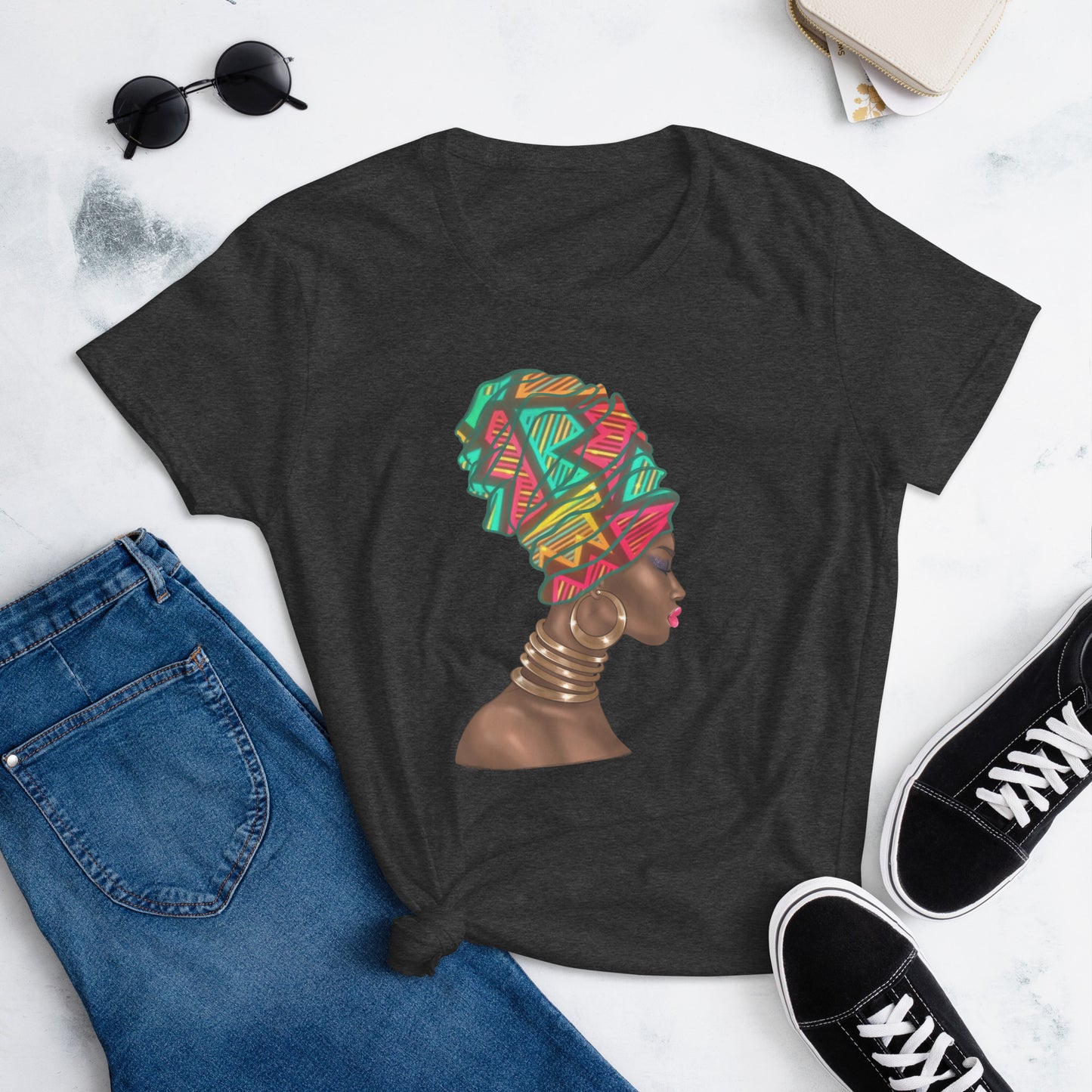 'Coloured Head Wrap' Women's Fitted T-shirt